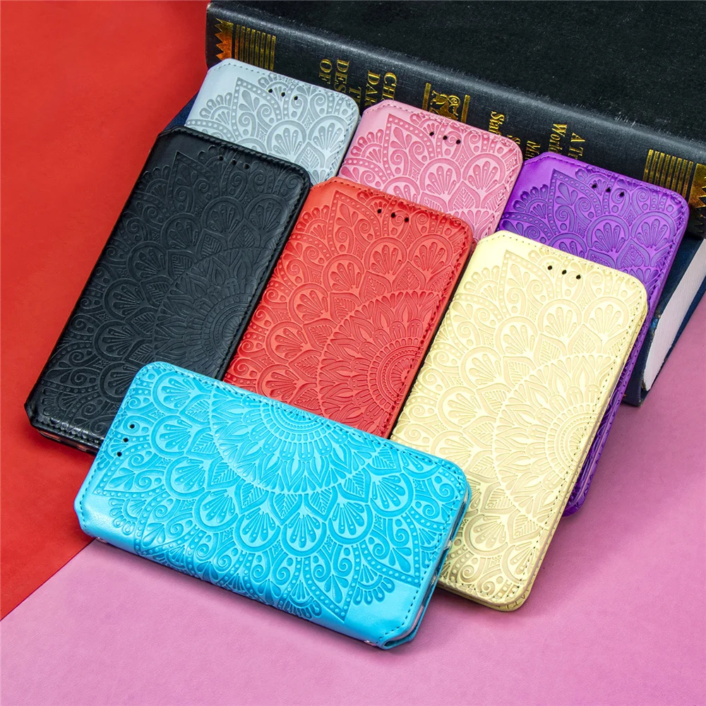 

Luxury Leather Case for iPhone 12 Pro Max 11 Xs XR SE 2020 7 8 6 Plus Embossed Flip Cover Wallet Magnetic Protection Phone Coque