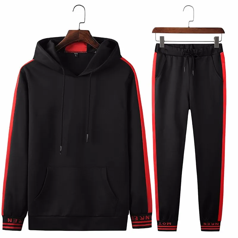 

New Hooded Tracksuit Men Sets 2021 Autumn Men's Hoodies + Pants Set Fashion Jogger Tracksuits Male Slim Sweatshirt Dropshipping