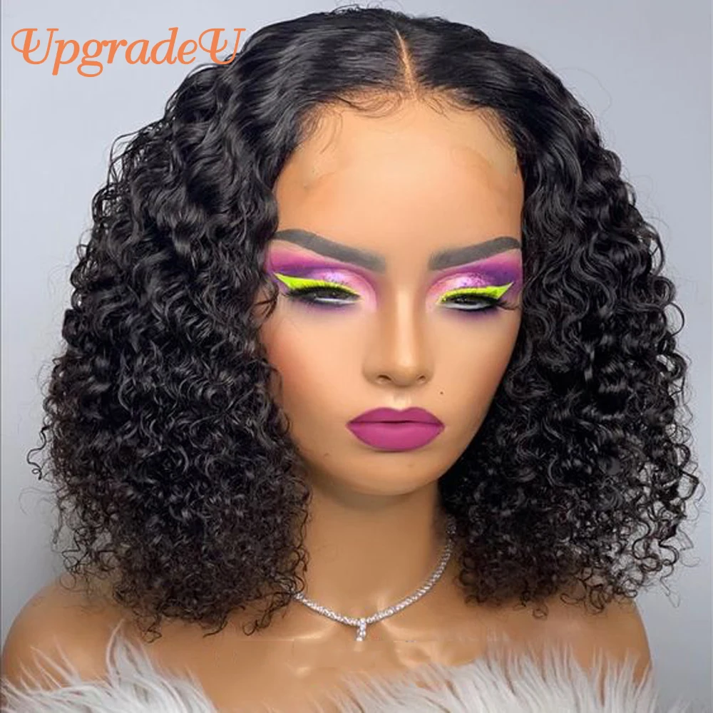UpgradeU Pixie Cut Human Hair Wigs Short Bob Wig 150 Density 13x1 Curly Human Hair Wigs Remy Bob Lace Part Wig Pre Plucked