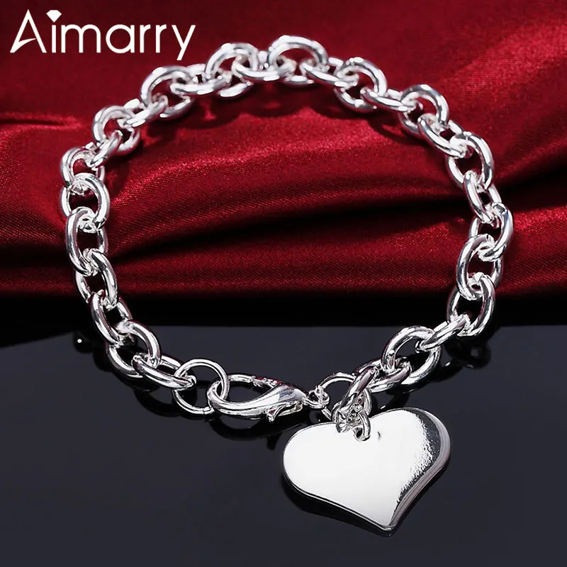 

Aimarry 925 Sterling Silver Charm Heart Pendant Bracelet For Women Party Gifts Engagement Wedding Fashion Jewelry