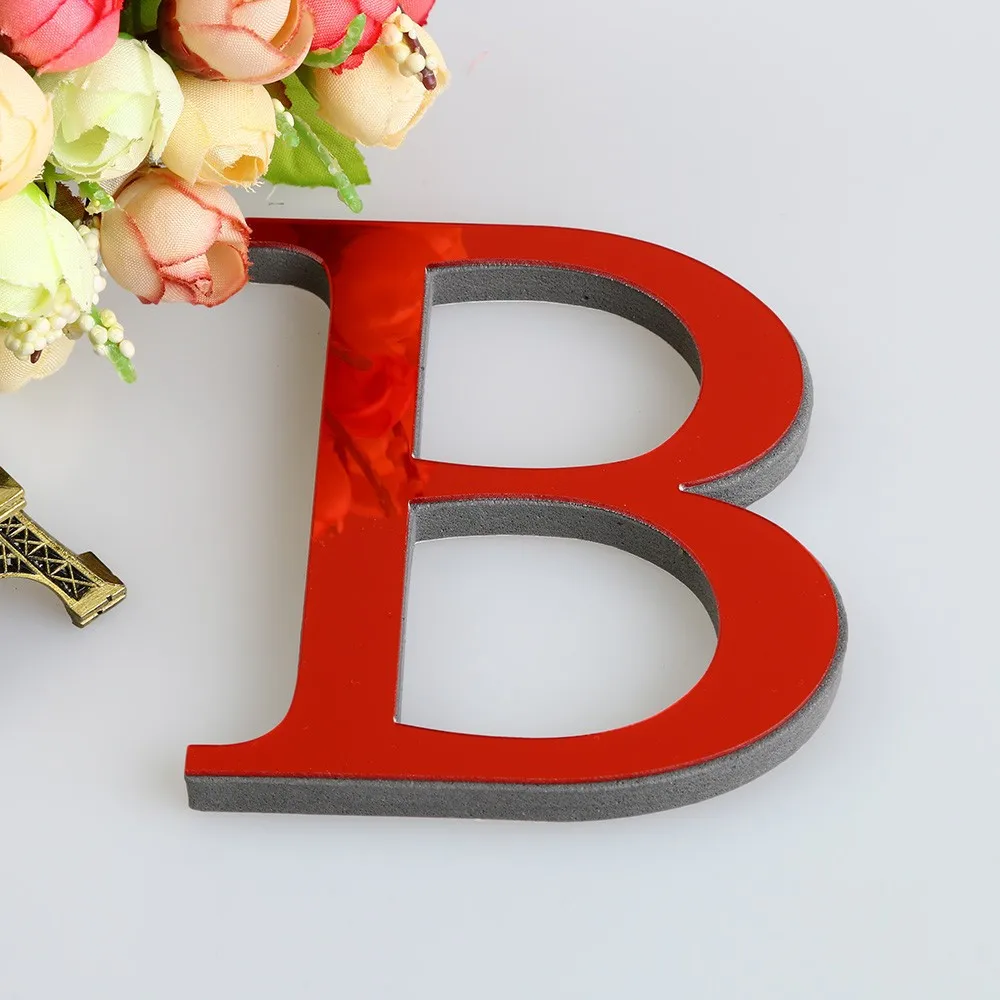 Зеркальная акриловая объемная наклейка сделай сам с 26 буквами большие красные