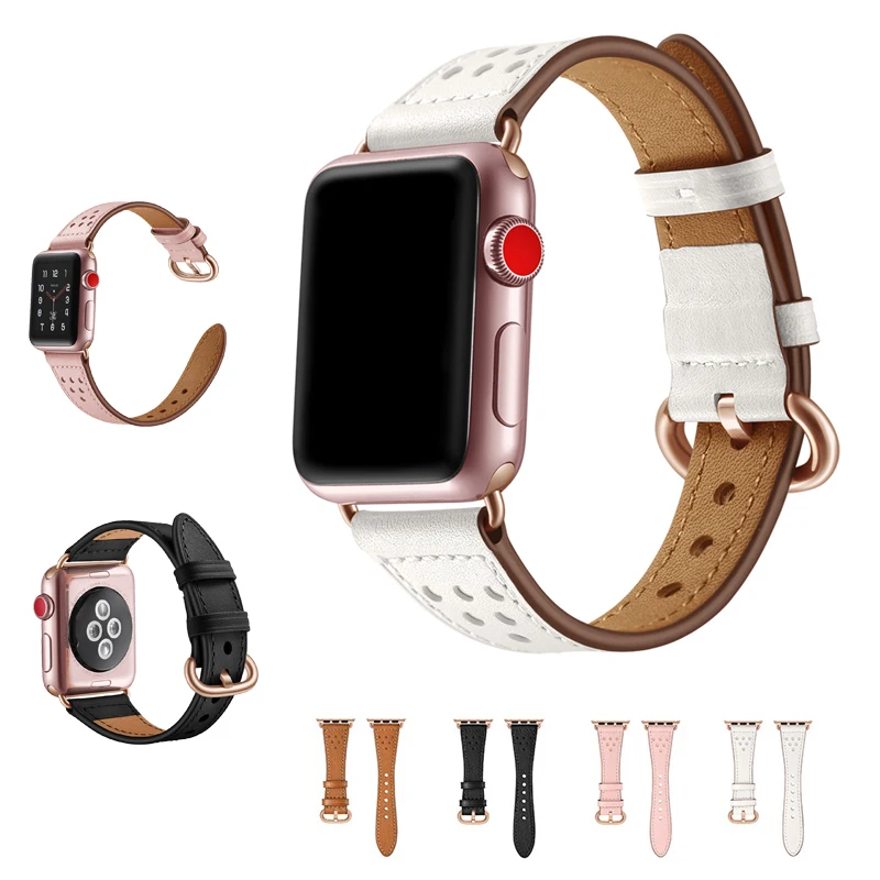 

Leather Watch Band for Apple Watch Band 40mm & for Apple Watch 4 Strap 44mm Bracelet for Iwatch 3 2 1 42/38mm Watch Accessories