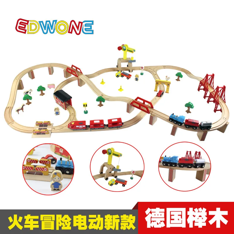

Edwone Train Adventure track suit 100p electric wooden track magnetic train suit scene track suit assembling toy