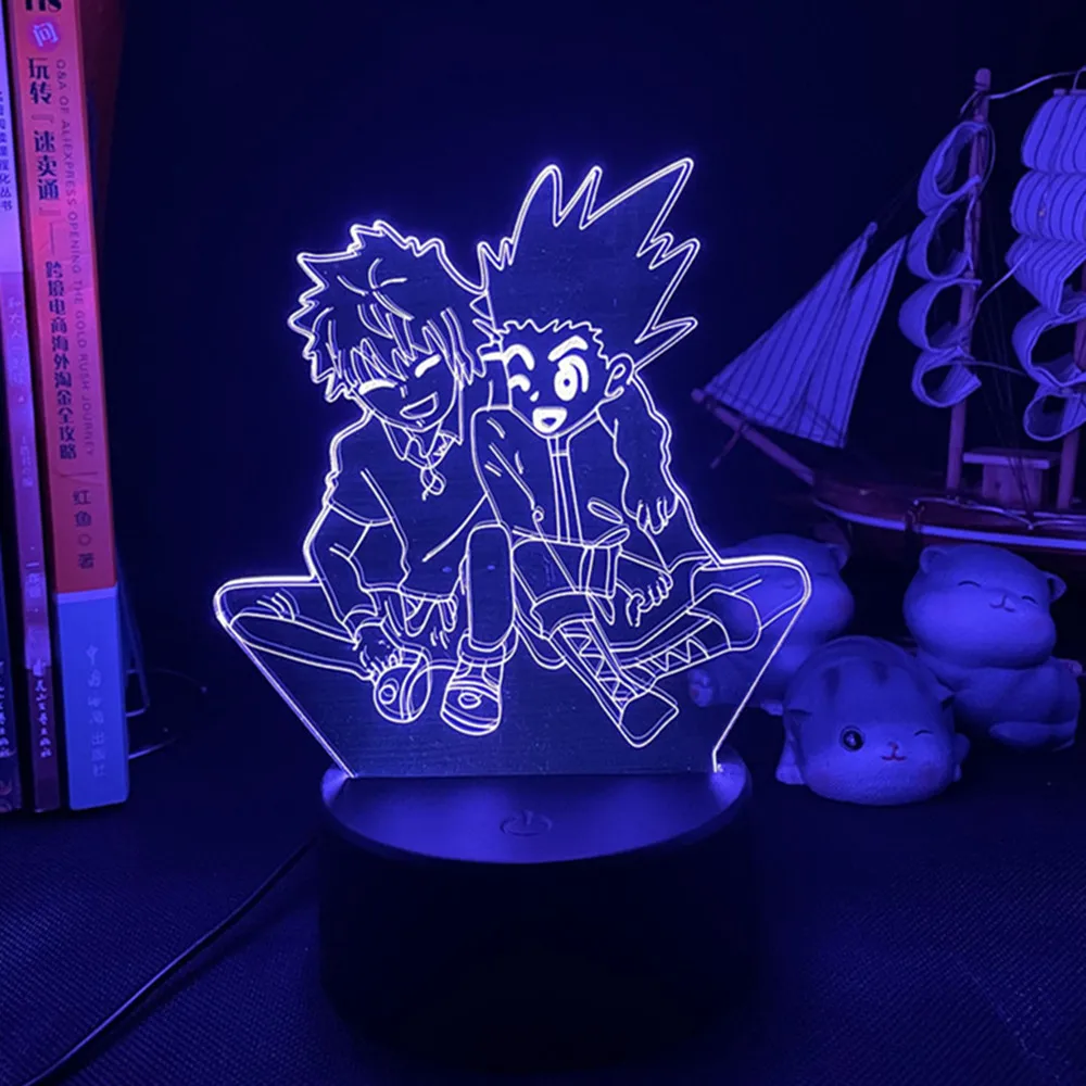 Акриловая 3d лампа для аниме Hunter X Killua и Gon спальни Декор светильник подарок на день