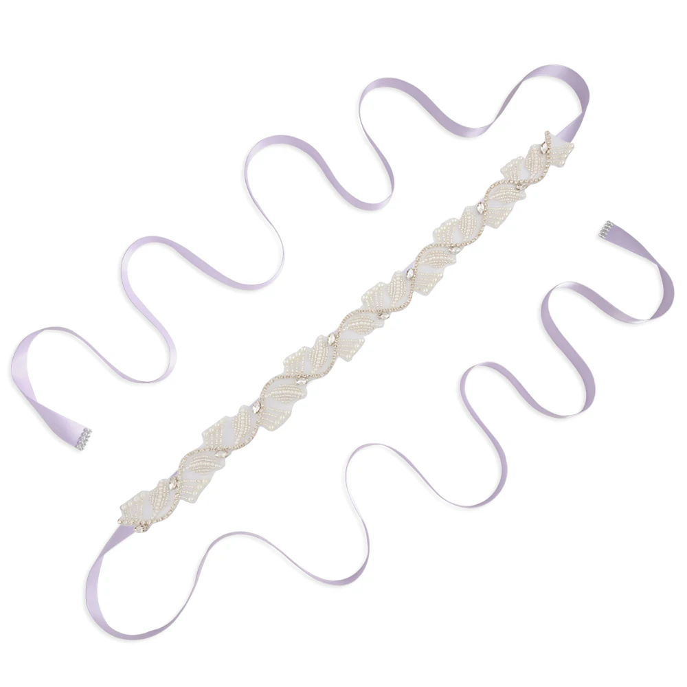 lavender TRiXY S273 женские Стразы свадебное с жемчужными бусинами Ремни Пояса Кристалл Стразы Свадебный Пояс, лента аксессуары для свадебного платья - Цвет: lavender