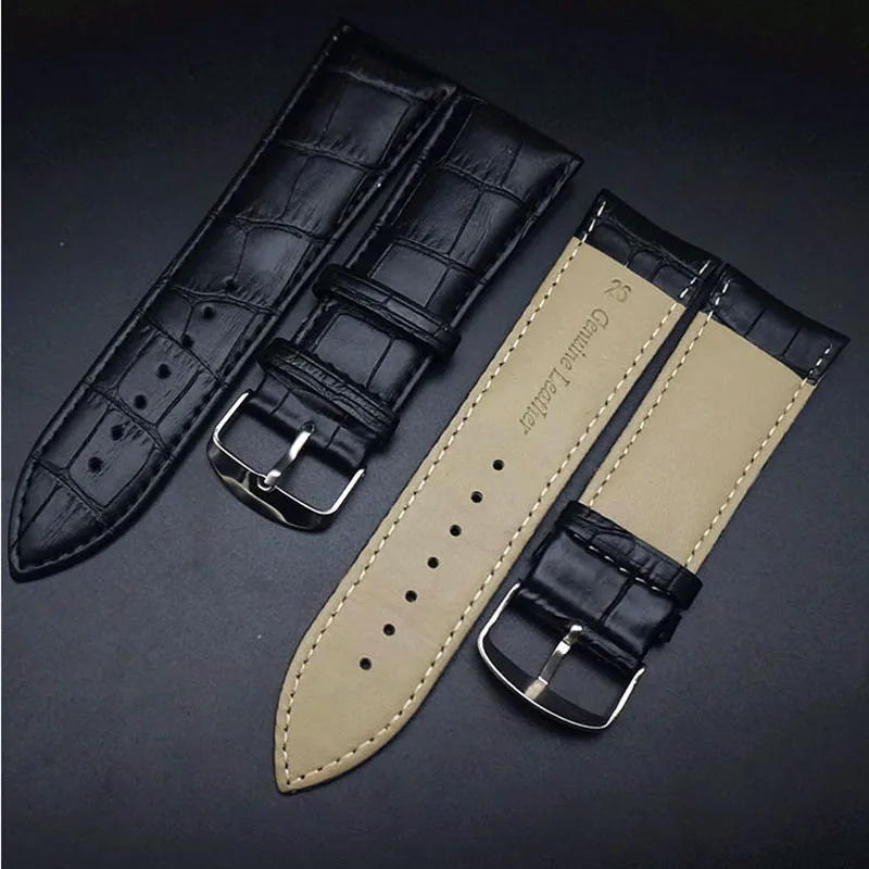 

Watch strap 21 23mm 24mm 26mm 28mm big width Black brown Mens Alligator Genuine Leather Watch Strap Band bracelets free shipping