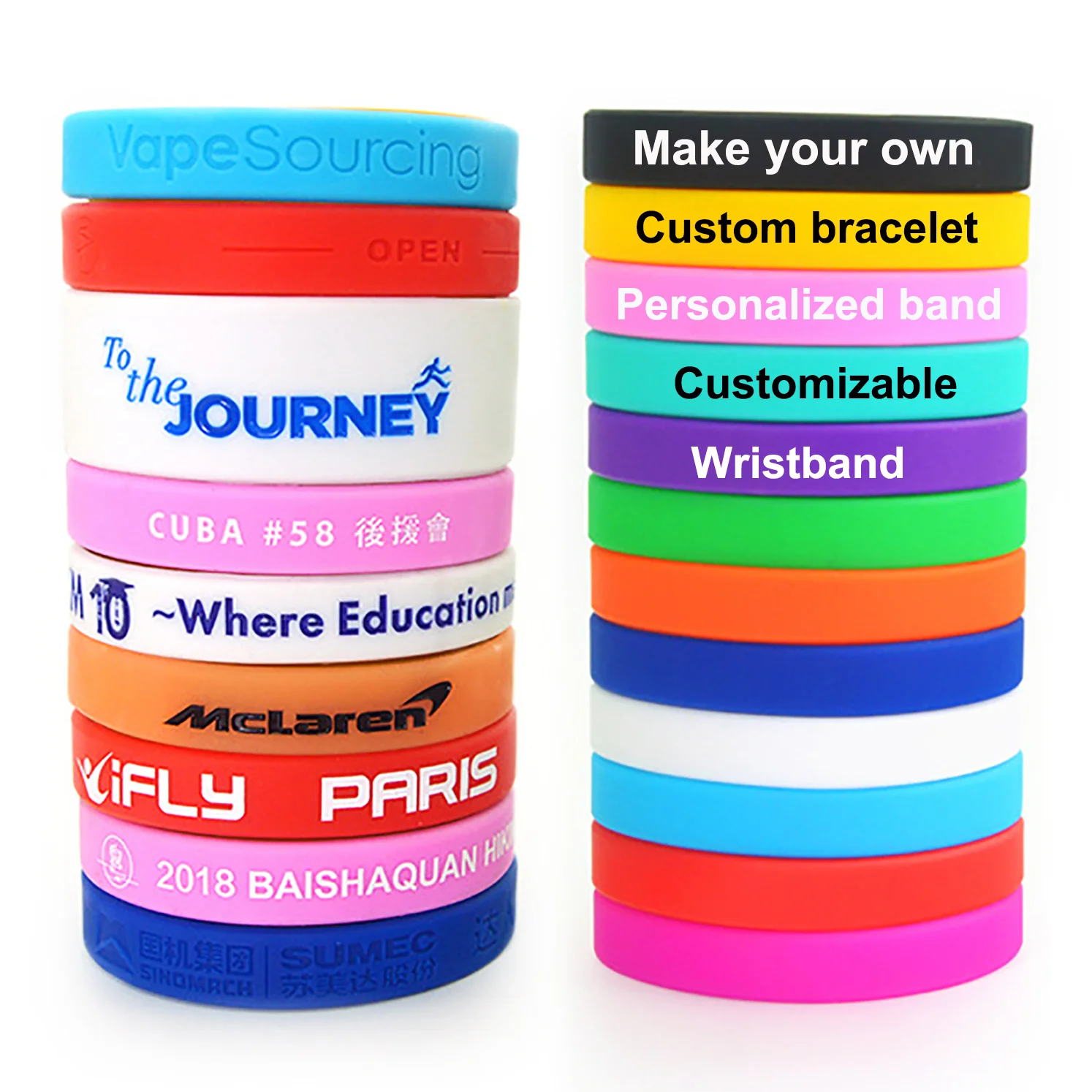 

100PCS Customized Wristband Debossed Customizable Armband Custom Engraved Personalized Bracelets
