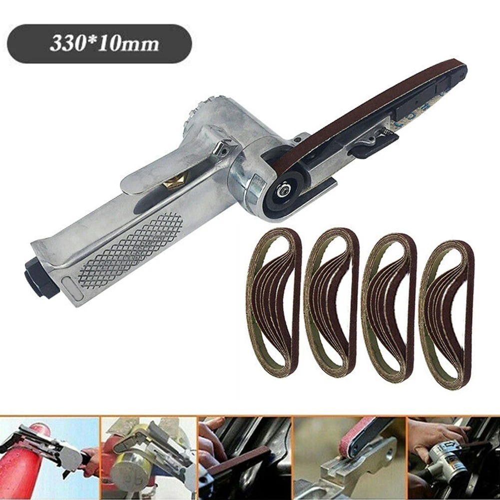 

10mm 330 X 10mm Wide Air Finger Belt Sander Power File Detail Sanding + 50 Belts Non-slip Handle Grip Power Tools Accessories