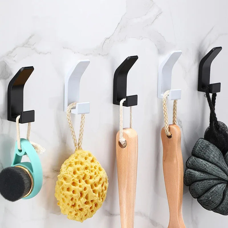 

Towel Hook Black White Cloth Hook Nail Free Robe Hook For Bedroom Robe Hook Coat Hook For Living Room Kitchen Accessories
