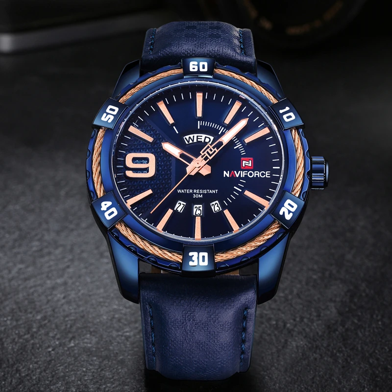 Часы NAVIFORCE мужские стальные водонепроницаемые кварцевые с датой | Наручные часы