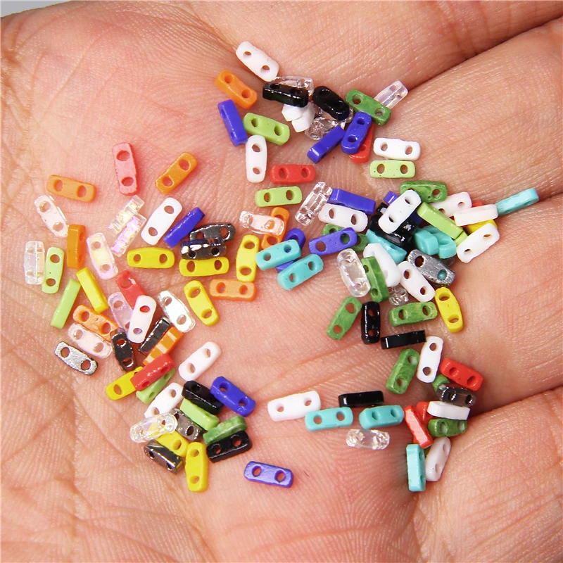 Double Hole Flat Tila Beads 1x5mm Bulk Multicolor Czech Glass Miyuki Seed Beads for Needlework DIY Jewelry Making Accessries