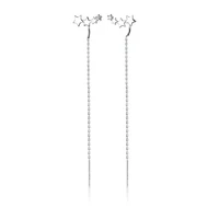 real 925 sterling silver star threader earrings long drop earrings for women fine jewelry