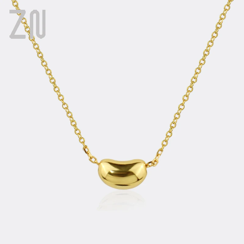 

ZN Minimalist Geometry O-Chain Necklace Fashion Jewelry Best Gift Trendy Simple Creative Bean Shaped Pendant Necklaces for Women