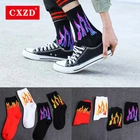 Мужские модные носки CXZD в стиле хип-хоп с красным пламенем