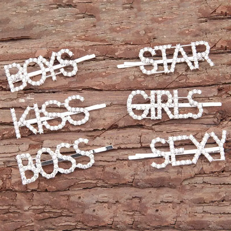 Новые английские буквы заколка для волос с металлическим простой горный