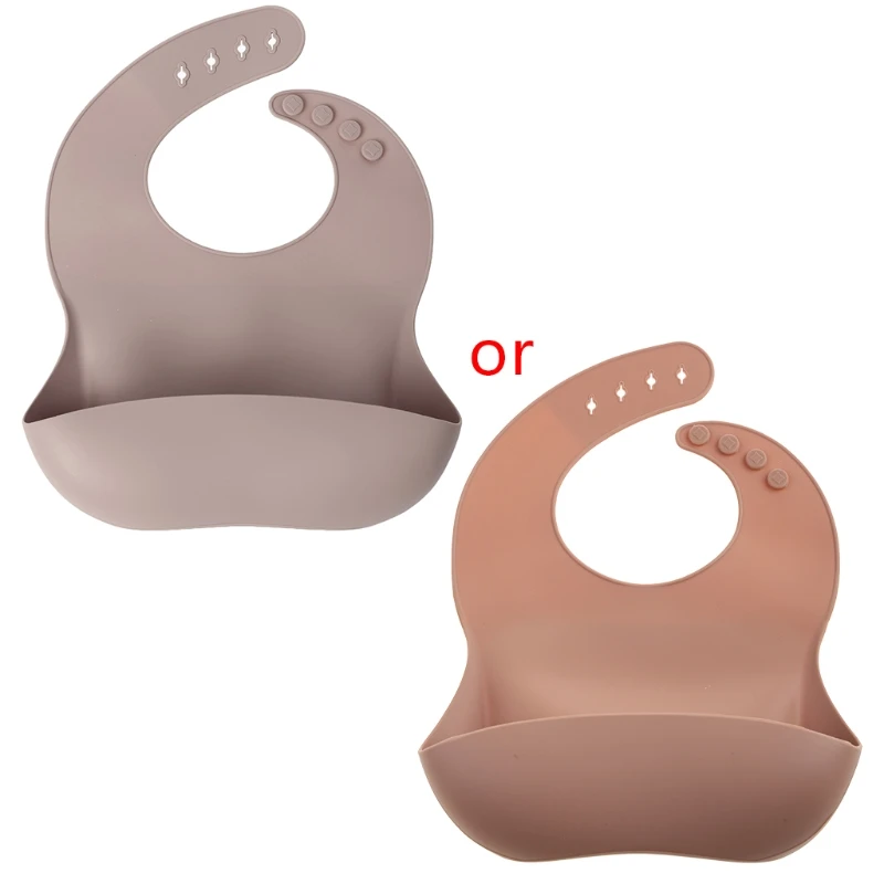 Мягкий силиконовый нагрудник для малышей однотонный кормления еды карманный