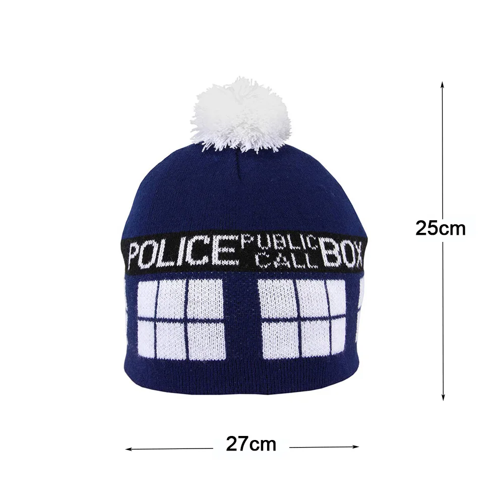 Доктор Кто Тардис полицейская коробка Delxue бини зимняя теплая шляпа Косплей