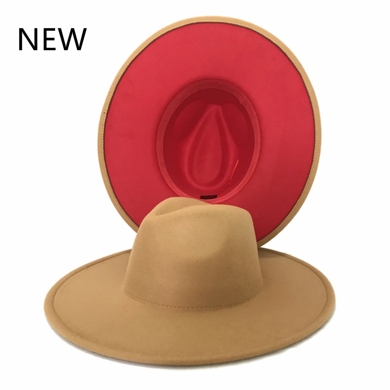 Шляпа Федора с широкими полями женская серая красная шляпа персиковым сердечком