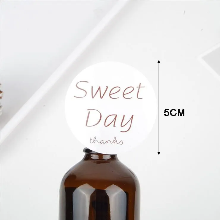 

600pcs/lot Sweet Sticker Labels White Paper Scrapbooking Stickers Creative Thanks Enjoy Label Sealing For Box Gift Cup