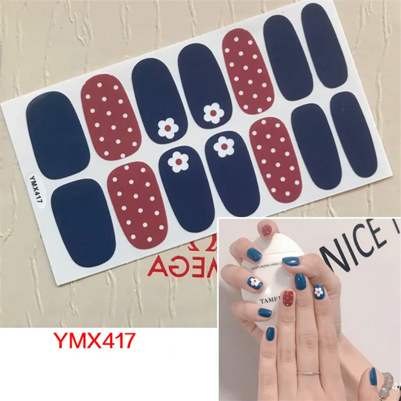 YMX417 16 наконечников полное покрытие обертывания ногтей наклейки-Лак Sally H самоклеющиеся чистые яркие цвета Decoraiton Маникюр наклейки для девочек - Цвет: YMX417