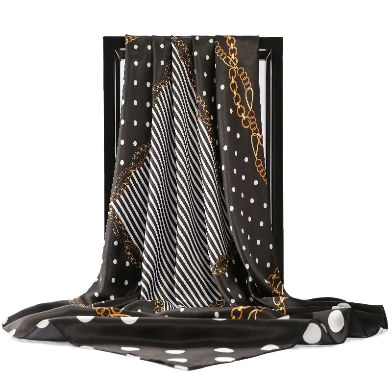 

Женский твиловый шарф с принтом в горошек, 90x90 см