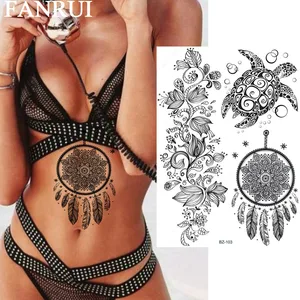 Ротанговая черепаха FANRUI, черная хна, Ловец снов, временная татуировка для женщин, фальшивые татуировки, Сексуальная Татуировка на заказ