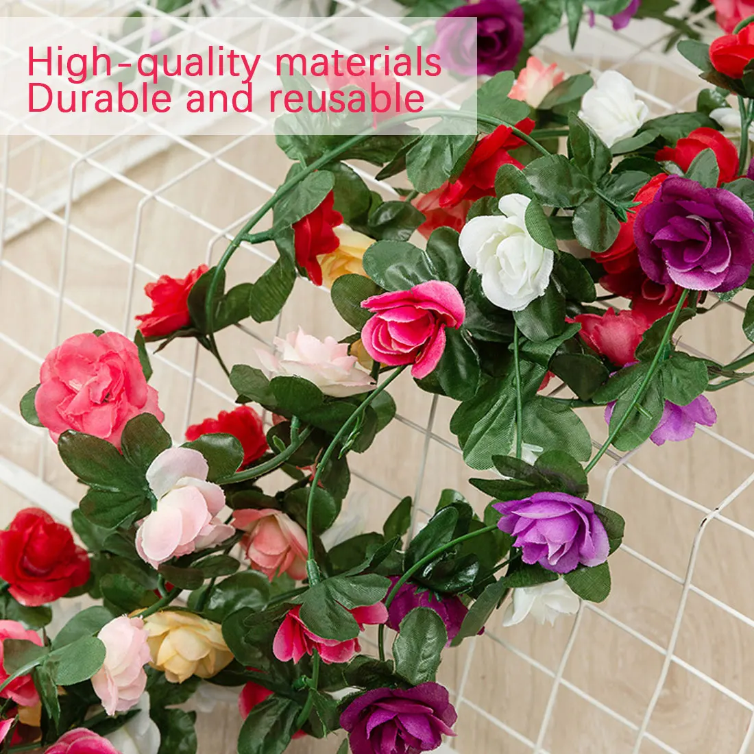 

2.5m Artificial Flowers Rose Ivy Vine Wedding Decoration Real Touch Silk Flower String Home Hanging Garland Party Wedding Decor