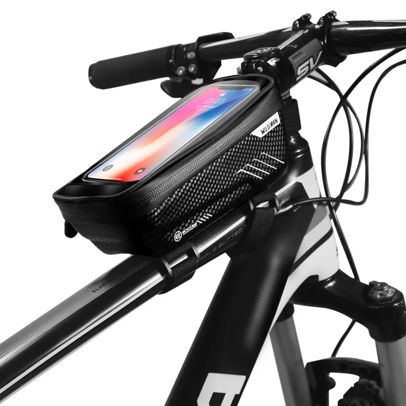 wild man new bike bag frame front top tube cycling bag waterproof 6 6in phone case touchscreen bag mtb pack bicycle accessories free global shipping