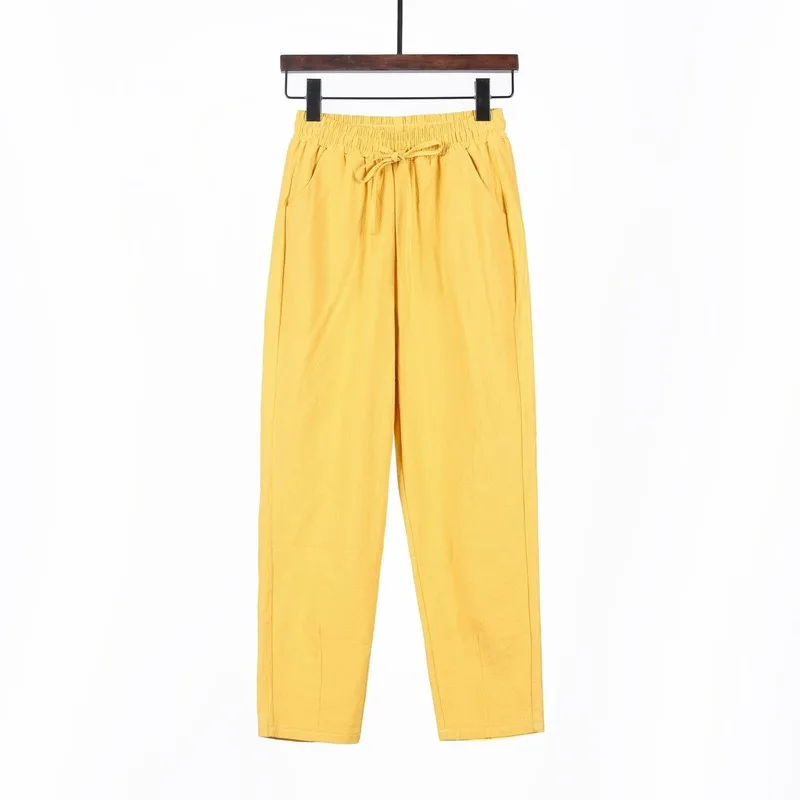 

New Summer Casual Cotton Fabric Trousers Harem Pants Plus Size Pants Women Wide Leg Pants Loose and Comfortable Plus Fours Pants