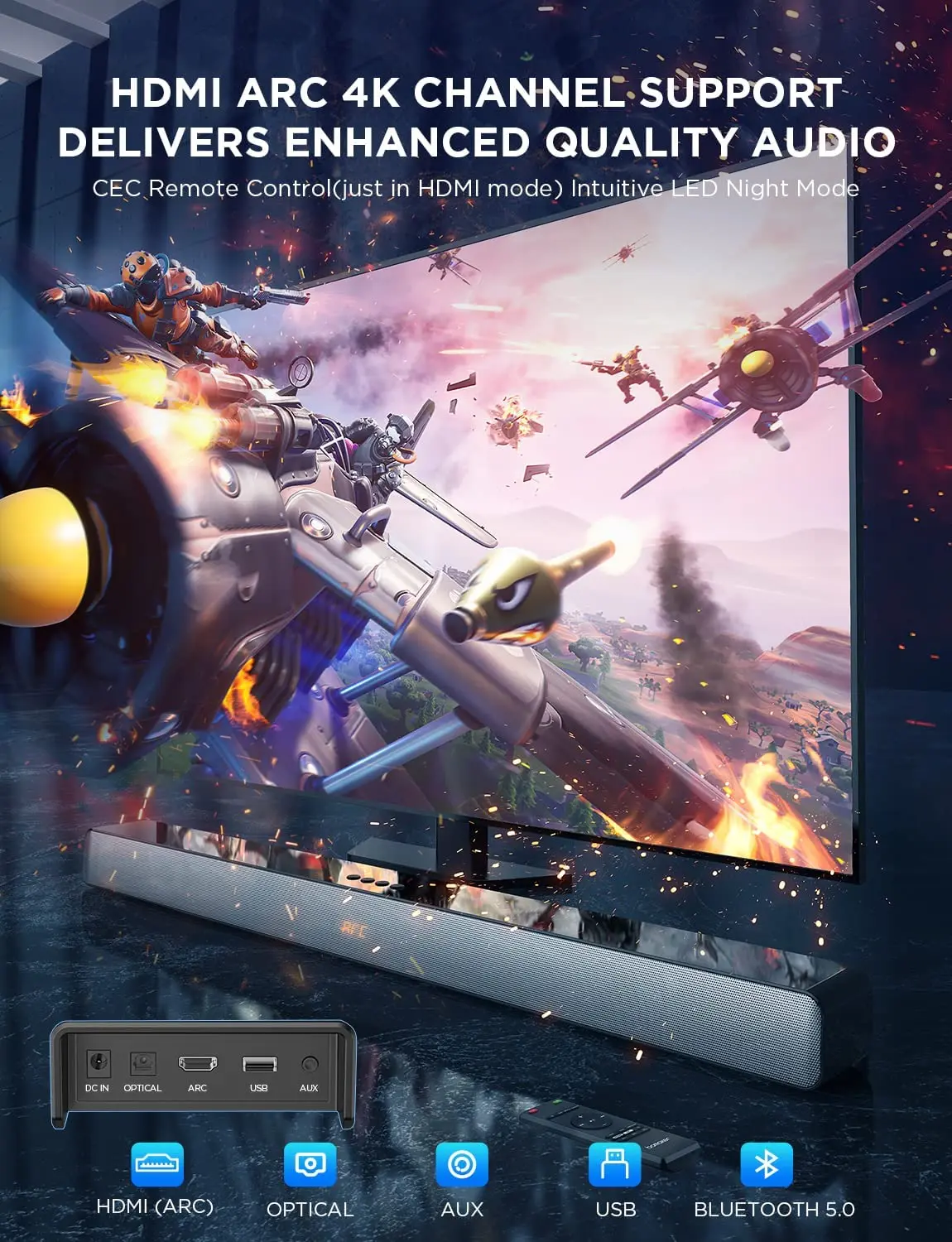 BOMAKER 100W TV SoundBar Bluetooth Speaker 2.0 Channel Home Theater Sound System Bar Built-in Subwoofer with Remote Contro | Электроника