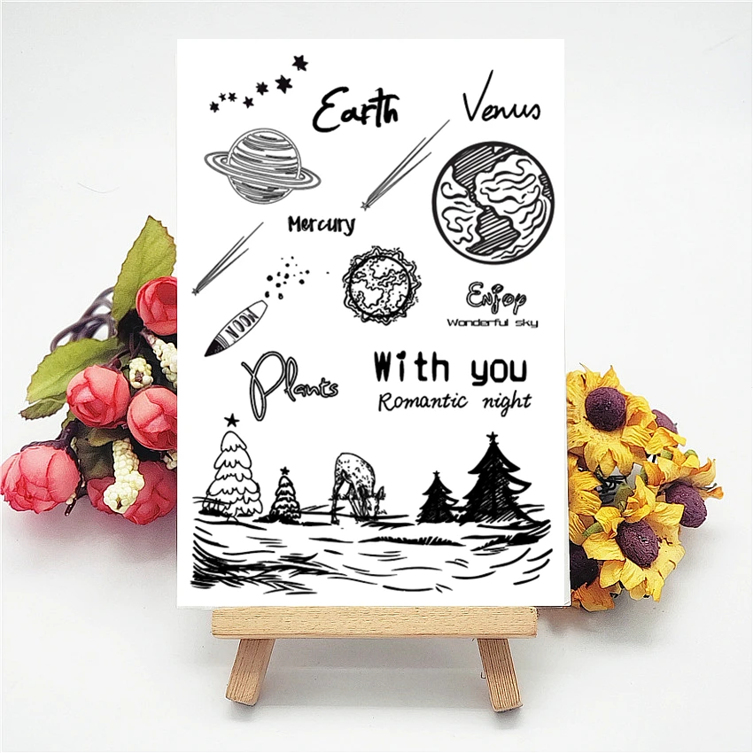 11x16 см valley планета прозрачная печать прозрачные наклейки силиконовый валик для