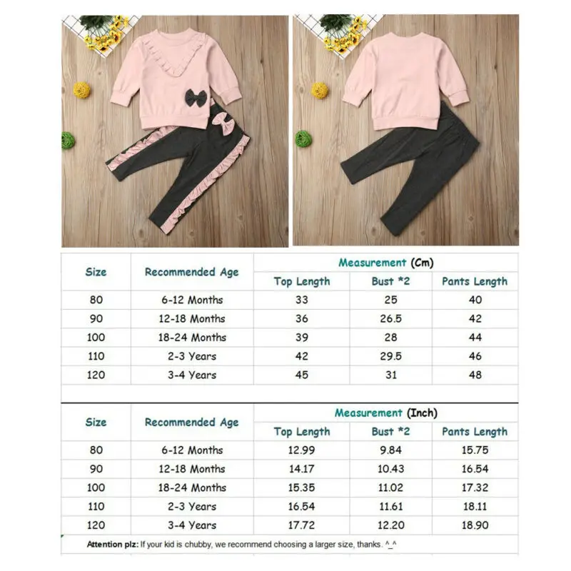 

2019 Autumn Baby Girl Sweatshirt Fashion Bow Long Pants Leggings Outfit Toddler Kid Clothes 2PCS/Set