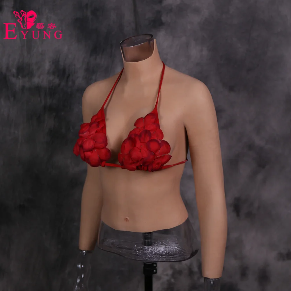 Реалистичная силиконовая грудь с D чашкой не образует масло половина тела