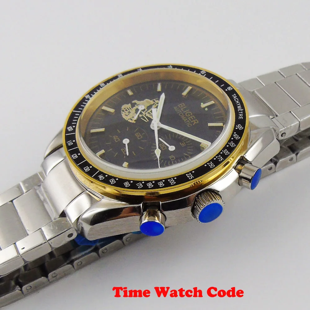 Мужские часы с автоматическим перемещением Bliger 40 мм мужские черным циферблатом