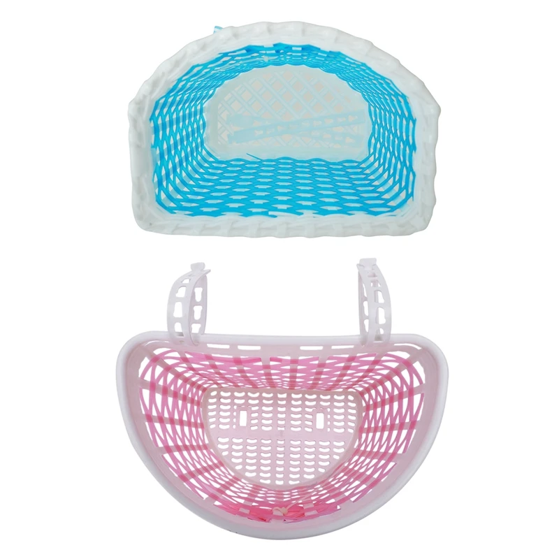 2 шт. детская велосипедная корзина: 1 синяя Цветочная передняя корзина для