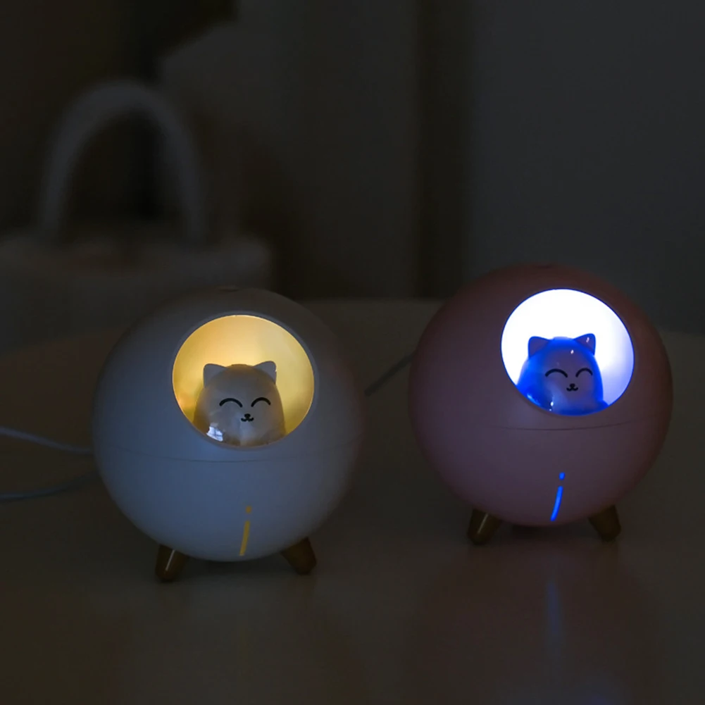 

Household Aromatherapy Spray Desktop Air Humidifier Cute Pet Planet Cat LED Night Light Ultrasonic Aroma Essential Oil Diffuser