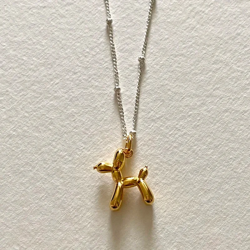 

2021 Women Fashion Girl Party Accessories Sterling Silver Plating Golden Dog Cartoon Necklace Fashion Simple Necklace Collier