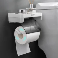 wall mount toilet paper holder bathroom waterproof tissue rack punch free roll holder with storage shelf bathroom accessories
