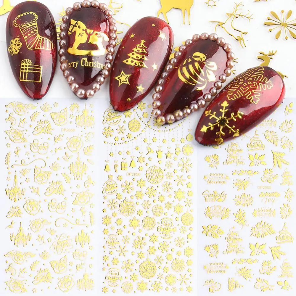 

2Pcs Xmas Snowflakes/Maple Leaf Nail Stickers Adhesive Decals Manicure Decor