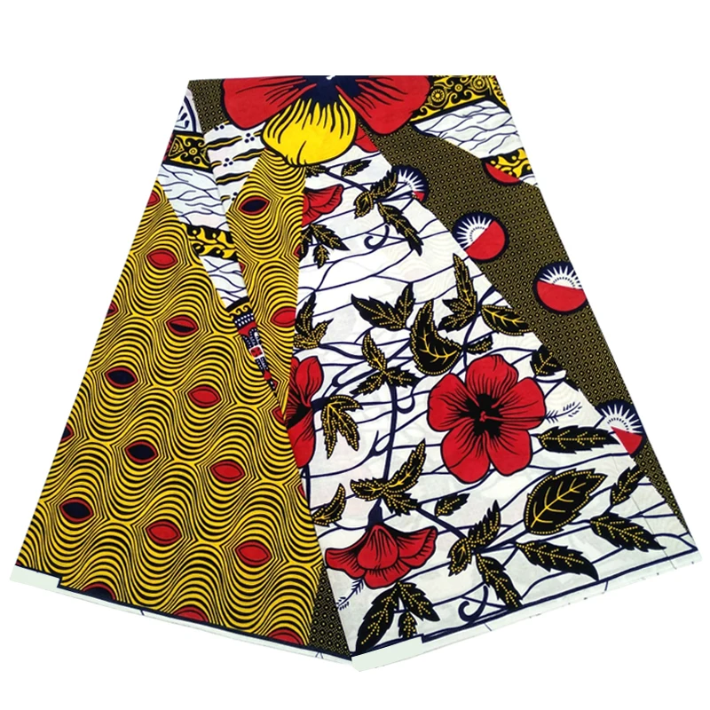 

Ankara African Wax Dye Printed Cotton Fabric 100%Best Quality Veritable Soft Wedding Dress Material For Sewing 6 Yards LB 4-61