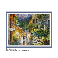 joy sunday factory store landscape picture in the rain cross stitch kit embroidery process printing stamping line decoration