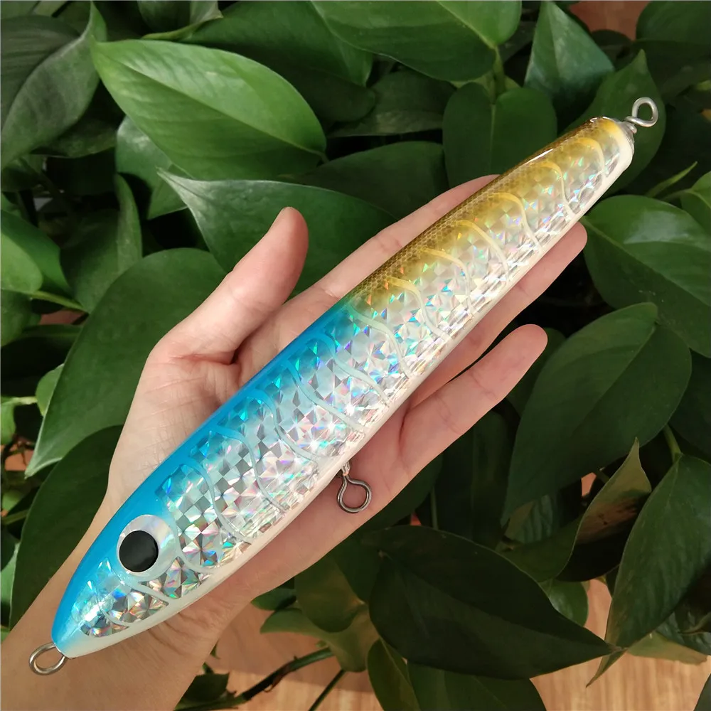 

1pc 21cm 90g Handmade Wood Fishing Lure Pencil Bait 1Piece/Lot Top Water Hard Bait Big Game Fishing Baits Wobbler