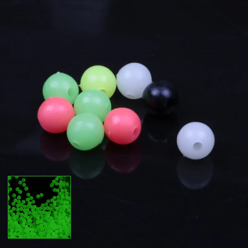 

100pcs/lot Soft Fishing Beads Stopper 6mm/8mm Luminous Round Fishing Space Beans Stops Soft Rig Lure Accessories