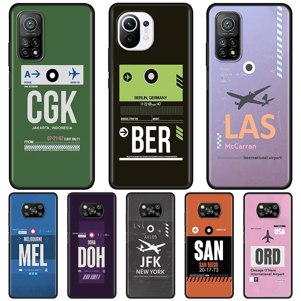 

Label Travel Ticket Soft Phone Case for Xiaomi Mi 10T Pro 11 Lite 5G 9T Note 10 Lite 5G 11 UItra A2 CC9 8 CC9E Shell Cover Bag