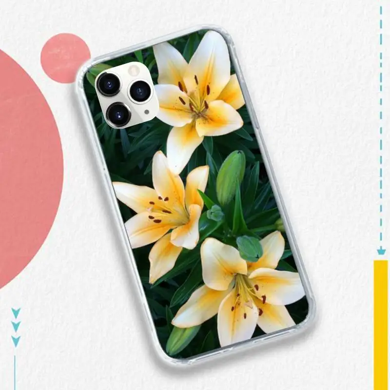 

Lily flower art brautiful pattern Anti-fall mobile Phone Case for iPhone 11 12 pro XS MAX 8 7 6 6S Plus X 5S SE 2020 XR
