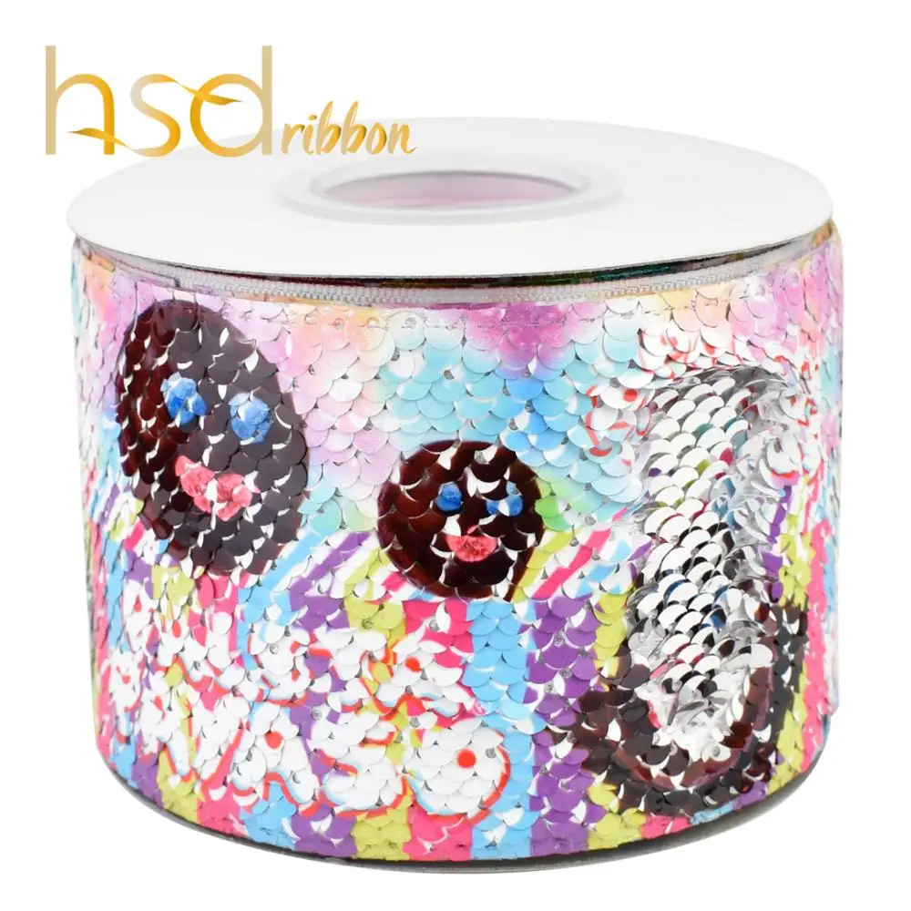 HSDRibbon 75 мм 3 дюйма hsd-дизайн HT блестящая ткань двусторонняя Блестящая лента с