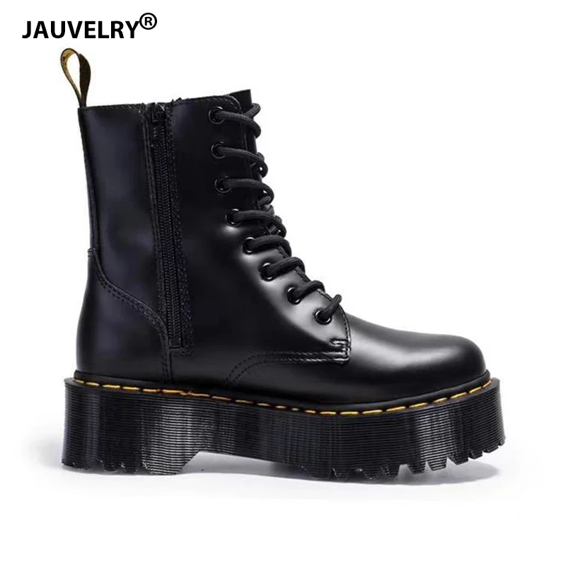 

Fashion Brand Motorcycle Boots for Women 2021 British Style Chunky Heel Ankle Boots Side Zipper Increasing Platform Boots Women