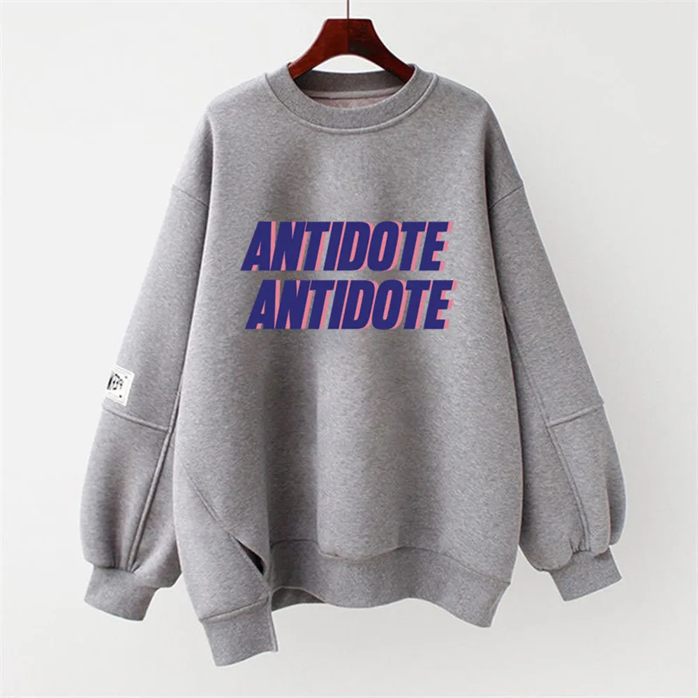 Повседневная Женская толстовка с разрезом толстая весенне-осенняя корейская