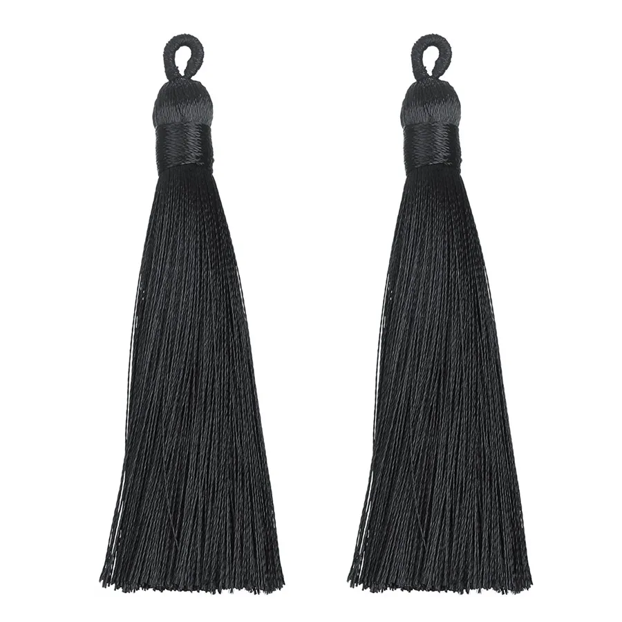

10pcs 90mm Long Silk Tassel Fringe Brush Pendant for Necklace Bracelets DIY Handmade Jewelry Making Findings 8 Color
