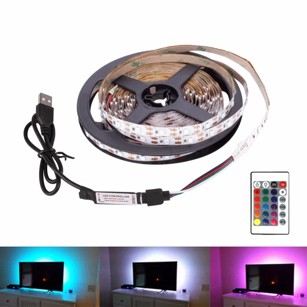 

USB LED Strip DC 5V Flexible Light Lamp 60LEDs SMD 2835 50CM 1M 2M 3M 4M 5M Mini 3Key Desktop Decor Tape TV Background Lighting
